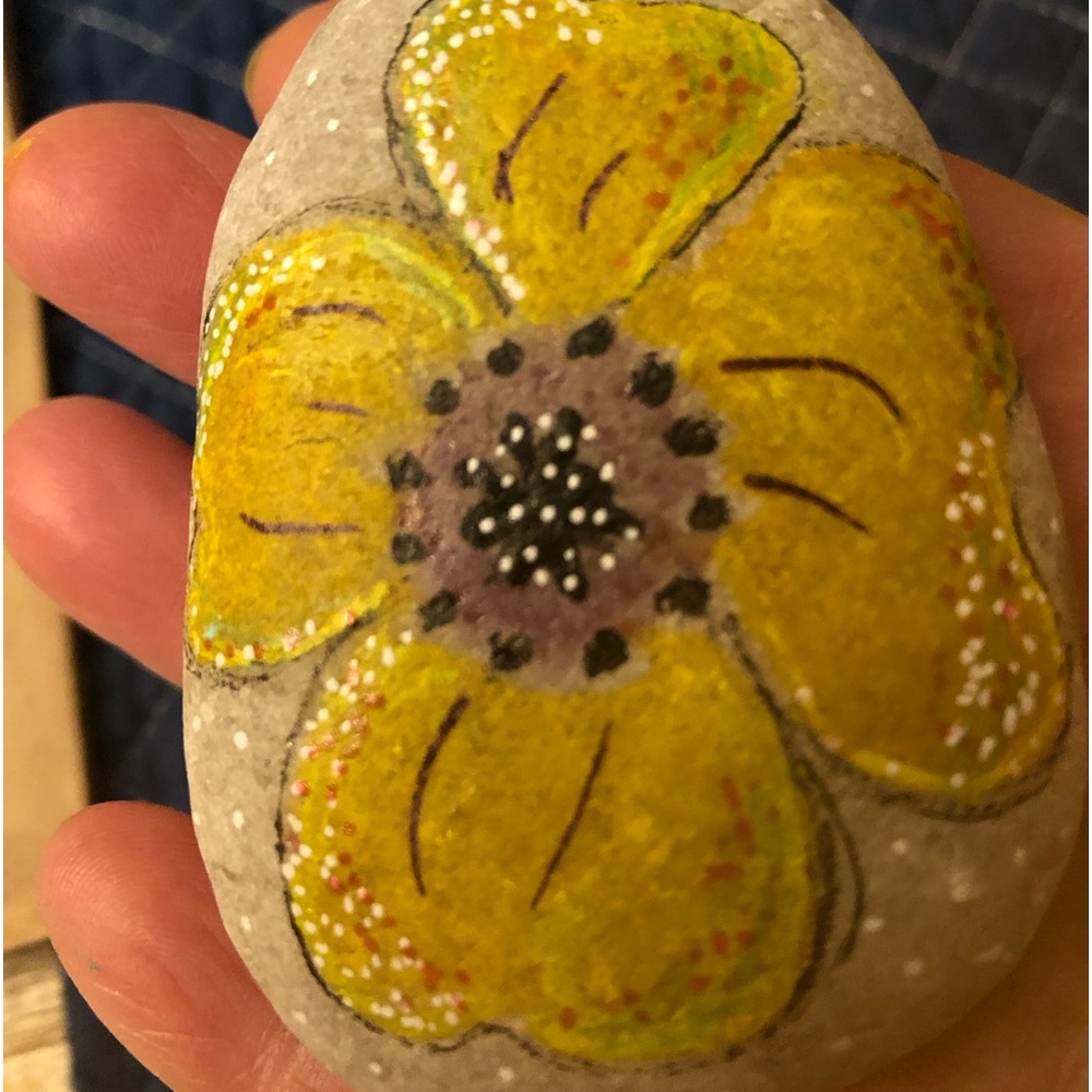 A TOUCH OF SPRING HAND PAINTED ROCK - Picture 5 of 7